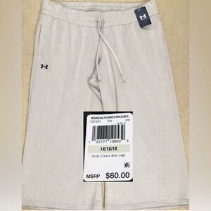 NEW..WOMEN 1X PLUS SIZE UNDER ARMOUR RIVAL FLEECE WIDE LEG PANTS (CITY KHAKI)